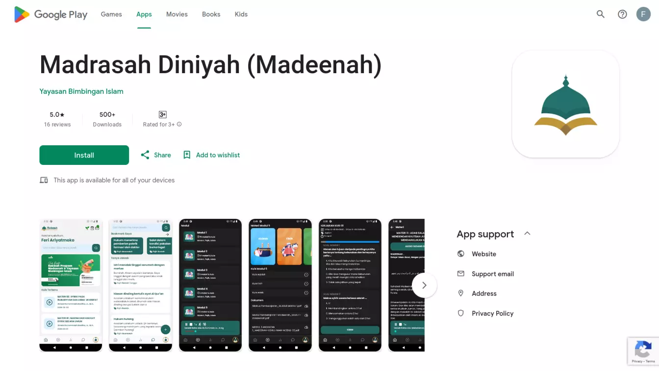 Laman Statistik Keaktifan Siswa Akademi Shalihah
